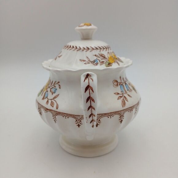 J & G Meakin Braemar Creamer & Sugar Bowl England scalloped floral Classic White - Picture 6 of 14